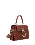Elegant Sepia Brown Calfskin Shoulder Handbag