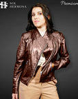Women's Motorcycle Leather Jacket - Metis