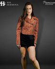 Women's Cropped Leather Jacket - Roselyn