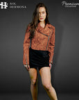 Cropped Biker Leather Jacket For Women - Roselyn