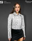 Cropped Biker Leather Jacket For Women - Roselyn