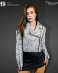 Cropped Biker Leather Jacket For Women - Roselyn