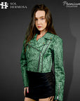 Women's Cropped Leather Jacket - Roselyn