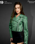 Women's Cropped Biker Leather Jacket - Roselyn