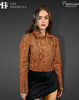 Women's Cropped Leather Jacket - Roselyn