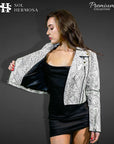 Cropped Biker Leather Jacket For Women - Roselyn