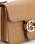 Elegant Beige Shoulder Bag with GG Snap