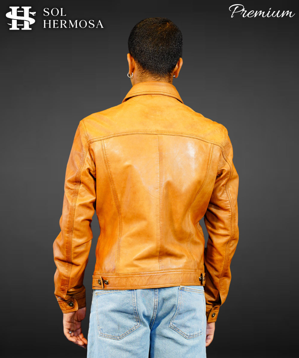 Trucker Leather Jacket For Men - Faraz