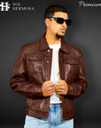 Men's Trucker Leather Jacket - Faraz