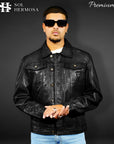 Men's Trucker Leather Jacket - Faraz