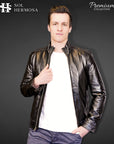 Men's Leather Bomber Jacket - Harry