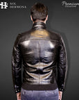 Men's Leather Bomber Jacket - Harry