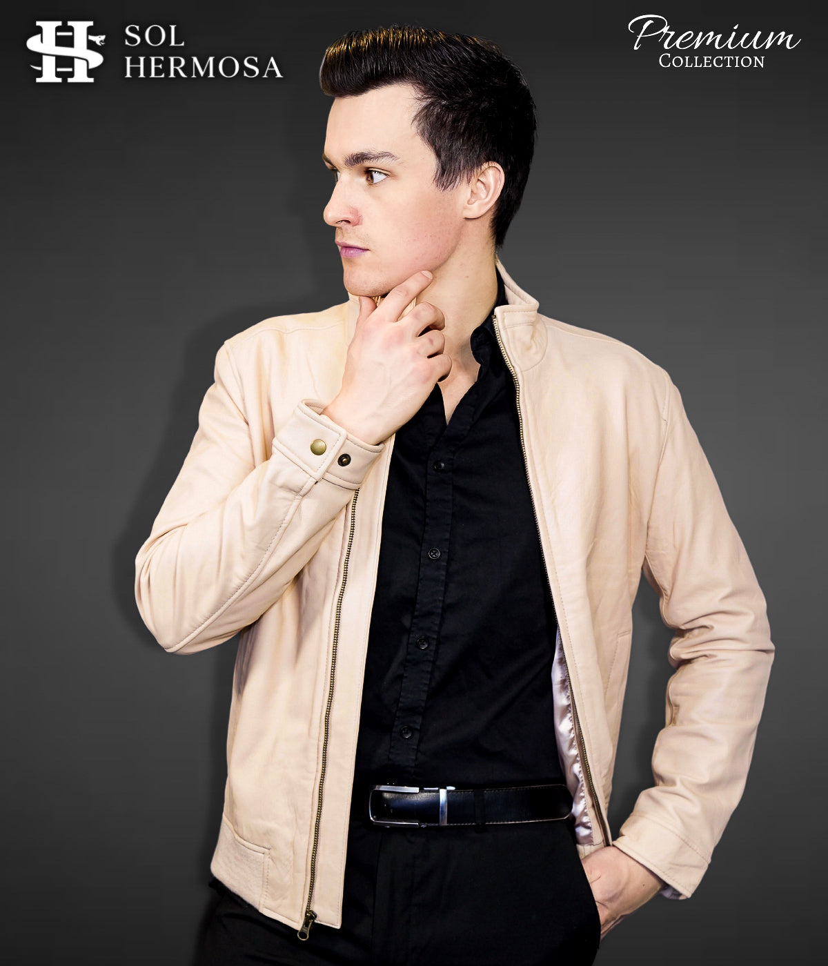Men's Leather Bomber Jacket - Harry