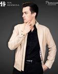 Men's Leather Bomber Jacket - Harry