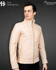 Men's Leather Bomber Jacket - Harry