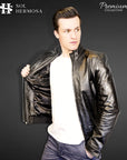 Men's Leather Bomber Jacket - Harry