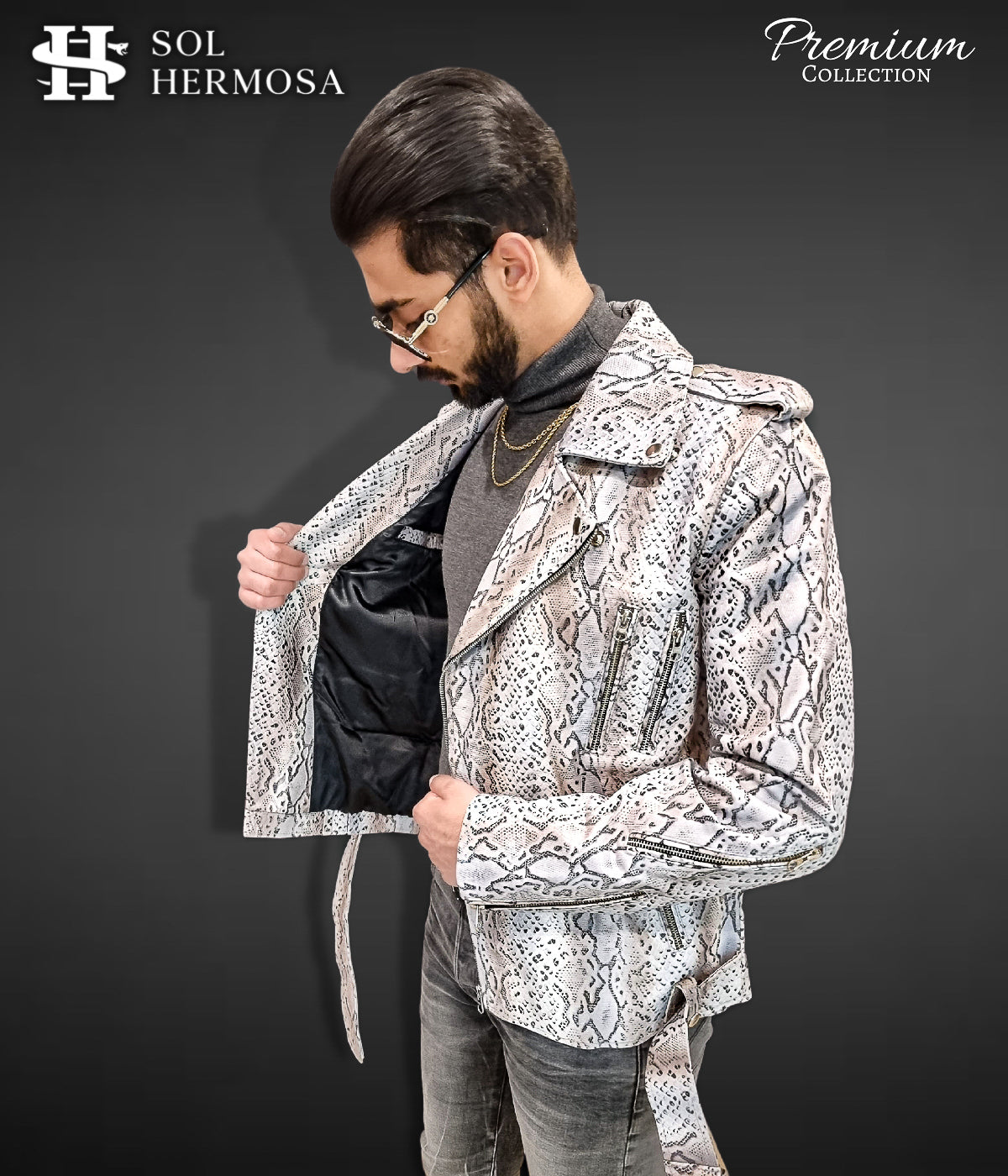 Men's Real Leather Jacket - Hermes