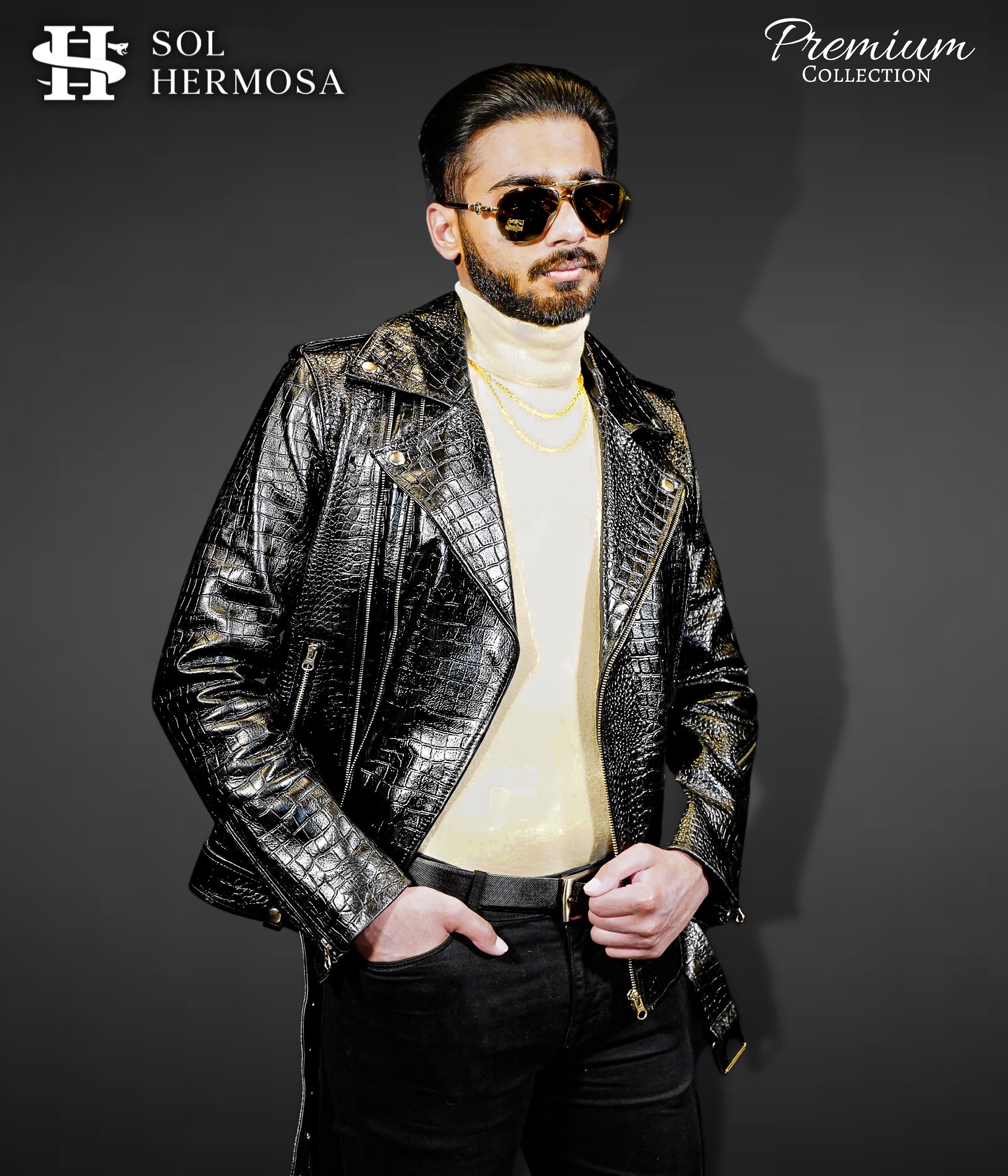 Men's Real Leather Jacket - Hermes