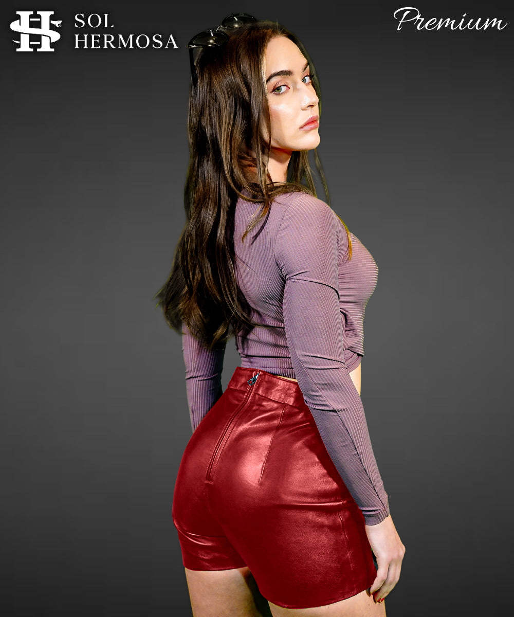 Women's Designer Leather Shorts