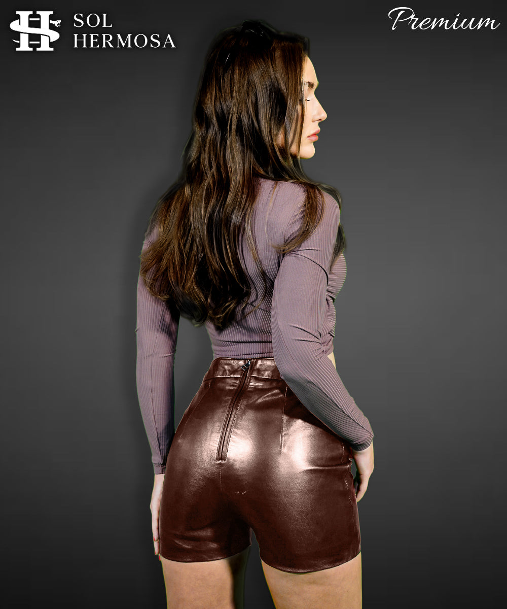 Women's Designer Leather Shorts