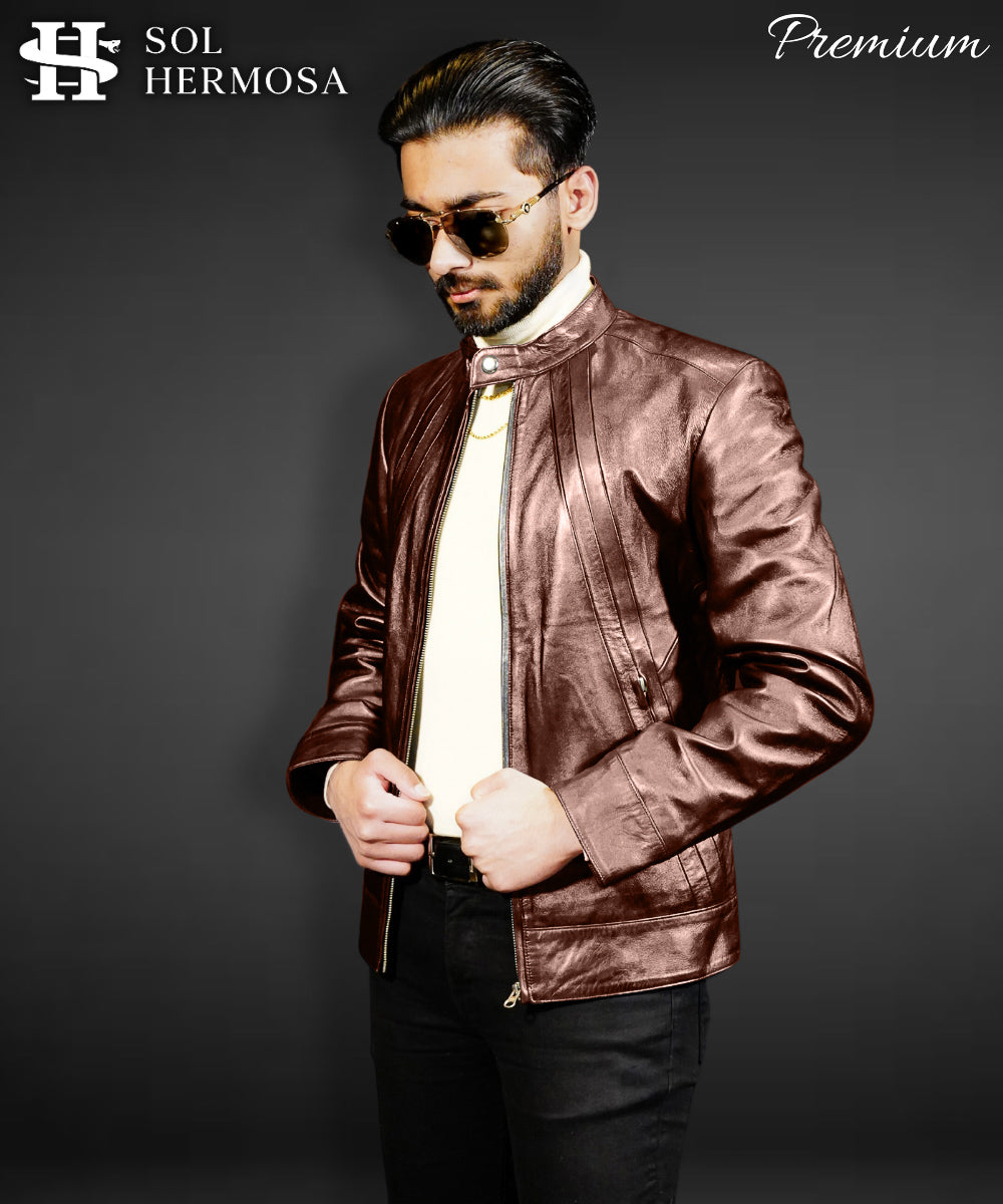 Bomber Leather Jacket For Men- David