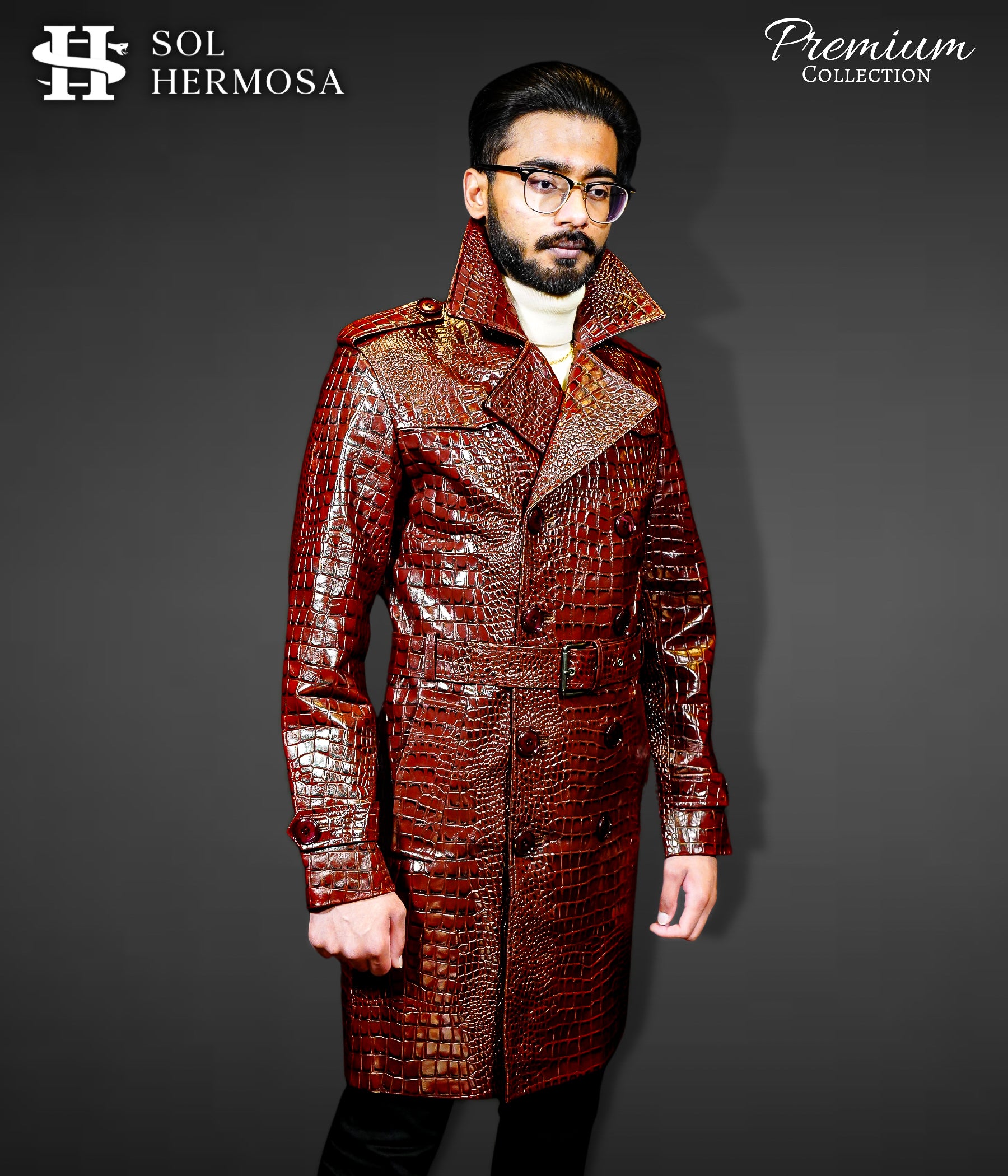 Leather Trench Coat For Men - Zeus