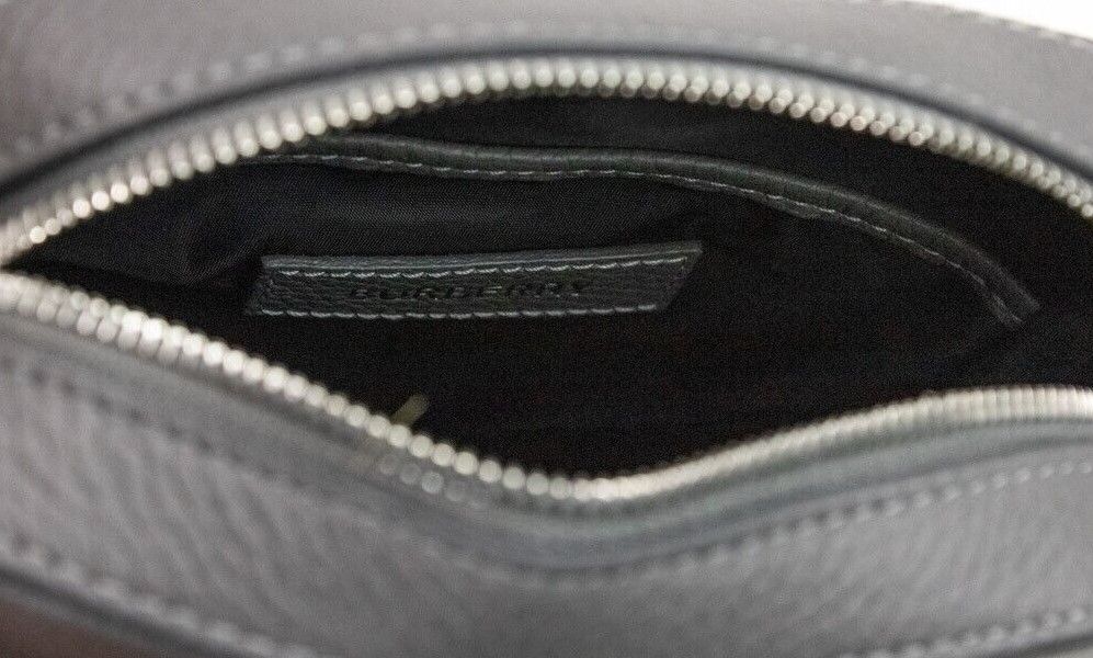 Thornton Small Grey Embossed Logo Grainy Leather Crossbody Handbag