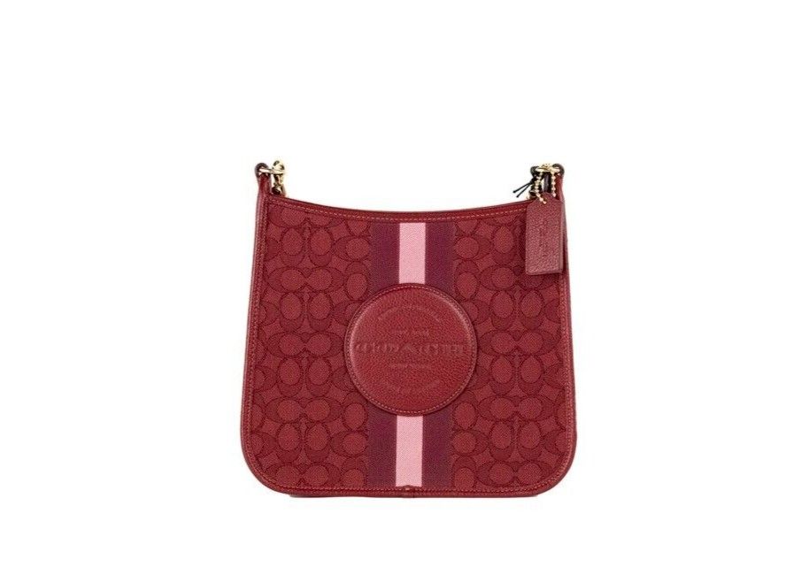 Coach CA195 Signature Jacquard Stripe Dempsey File Bag Crossbody outlet Handbag Red App