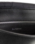 Bruno Small Black Embossed Branded Pebble Leather Messenger Handbag