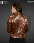 Women's Crocodile Leather Jacket - Athena