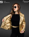 Women's Crocodile Leather Jacket - Athena