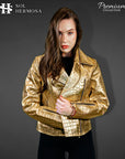 Women's Crocodile Leather Jacket - Athena