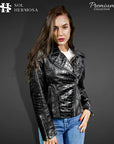 Women's Crocodile Leather Jacket - Athena