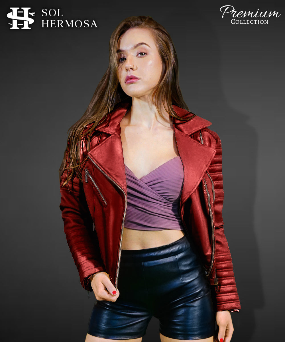 Women's Biker Leather Jacket - Nyx