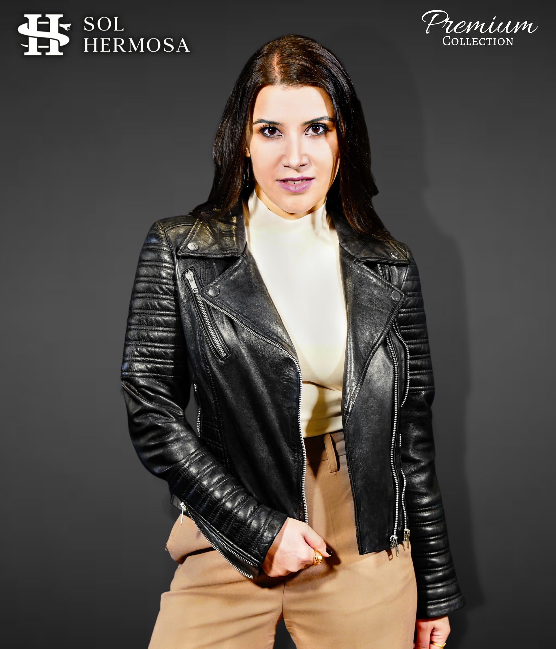 Women's Biker Leather Jacket - Nyx