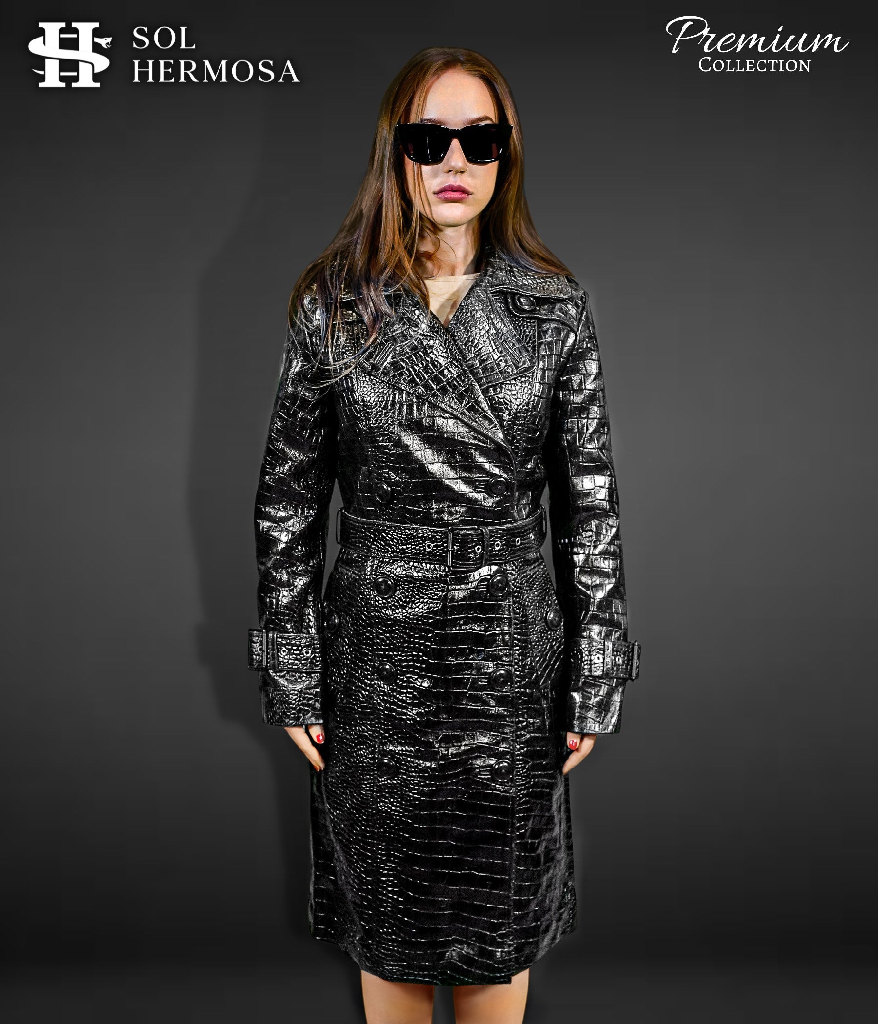 Leather Trench Coat For Women - Artemis
