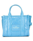The Shiny Crinkle Mini Tote Air Blue Leather Crossbody Handbag Purse