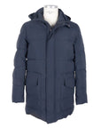 Sleek Blue Men's Hooded Jacket