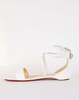 Chic White Patent Leather Flat Sandals