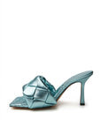 Elegant Light Blue Leather Mule Sandals