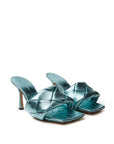 Elegant Light Blue Leather Mule Sandals