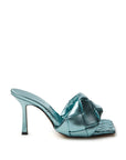 Elegant Light Blue Leather Mule Sandals