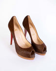 Elegant Open Toe Leather Pumps with Wooden Heel