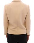 Elegant Beige Wool-Blend Jacket with Gold Accents