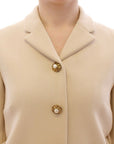 Elegant Beige Wool-Blend Jacket with Gold Accents