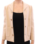 Elegant Beige Wool-Blend Jacket with Gold Accents