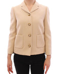 Elegant Beige Wool-Blend Jacket with Gold Accents