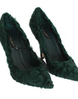 Elegant Green Xiangao Fur Leather Pumps