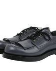 Gucci Men's Fringed Brogue Bluish Gray Leather Lace-up Shoes
