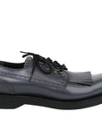 Gucci Men's Fringed Brogue Bluish Gray Leather Lace-up Shoes